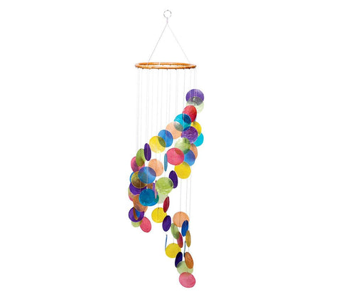 Rainbow Colored Spiral Capiz Chime Windchime New 31.5 Inches