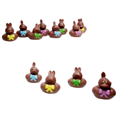 Vinyl Chocolate Easter Bunny Rubber Duckies, 12-Piece (Dozen)