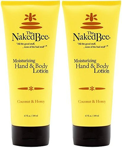 The Naked Bee Moisturizing Hand & Body Lotion, 6.7 Ounce (2 Pack, Coconut & Honey)