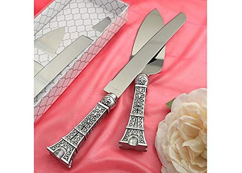 Love In Paris Eiffel Tower Design Cake Knife and Server Set