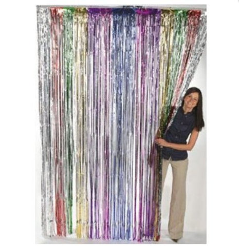 Metallic Tinsel Mardi Gras Theme Table Skirt - Size: 9 ft. X 29 in. Party Accessory