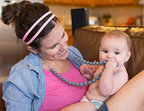 Little Teether Geo Teething Necklace for Baby Nursing - Stylish Silicone Necklace for Moms, Teether for Babies. Provides Teething Pain Relief. Food-Grade Safe! Teething Remedy Approved by Mothers!