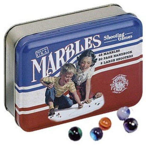 Channel Craft, Marbles in a Classic Toy Tin, Marble Game, Vintage Toys