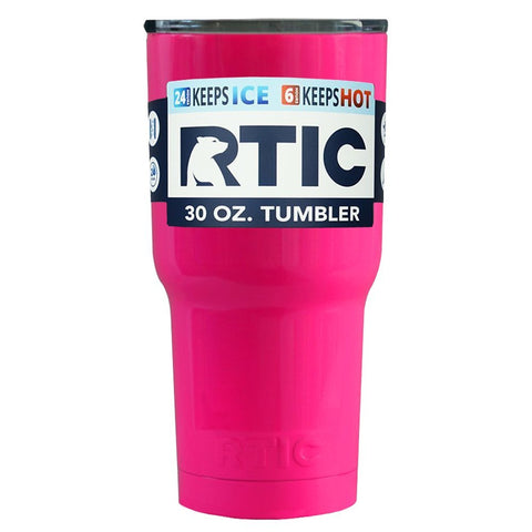 RTIC 30 ounce Hot Pink Stainless Steel Tumbler with splash proof lid