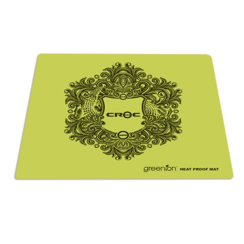 CROC Heat Proof Mat - Protects Work Surfaces from Flat Irons, Curling Irons, and More - Changes Color When Hot - Made from High Quality Silicone - Green