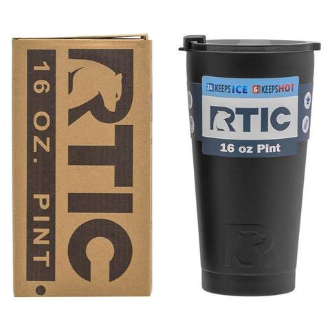 RTIC 503 Double Wall Vacuum Insulated Pint Tumbler, 16 oz, Black –  todds_store