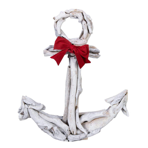 Beachcombers - Driftwood Anchor w/Red Bow