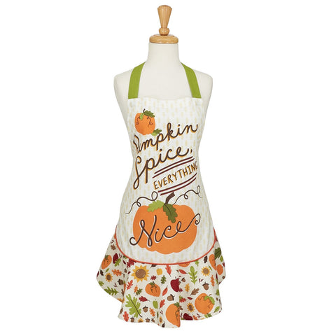 Pumpkin Spice, Everything Nice Ruffle 26 x 29 Inch Cotton Adult Apron