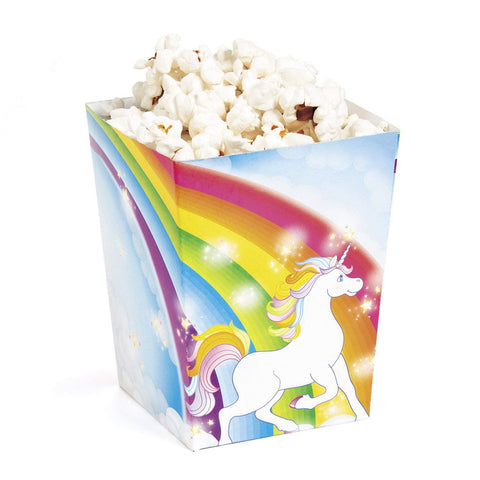 Fun Express Mini Unicorn Popcorn Treat Boxes 24 Pack Rainbow Magical Sparkle Snack Paper Box for Kids Birthday Party Favor Supplies Decorations