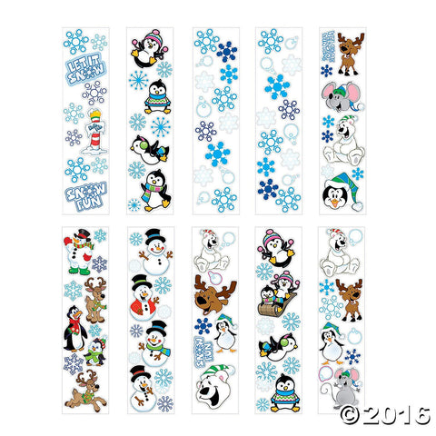 100 Winter Sticker Sheets ~ 8 to 14 Stickers Per Sheets ~ Sticker Size: 1/2" - 1 3/8" X 1/2" - 1 3/4" ~ New ~ Christmas Stocking Stuffer