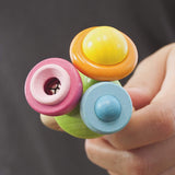 green sprouts Flower Rattle Made From Wood