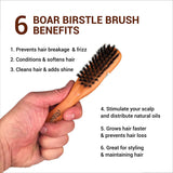 Evolve 100% Boar Bristle Hair Brush, Best Brush for Pocket / Purse / Travel Size, Distribute Natural Oil & Stimulate Scalp, Medium Firmness, Great for Beards