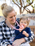 Little Teether Geo Teething Necklace for Baby Nursing - Stylish Silicone Necklace for Moms, Teether for Babies. Provides Teething Pain Relief. Food-Grade Safe! Teething Remedy Approved by Mothers!