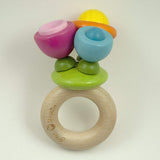 green sprouts Flower Rattle Made From Wood