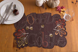 DII 100% Polyester, Thanksgiving, Fall Holiday Embroidered Placemats, 13x19 Set of 4 - Gobble Gobble